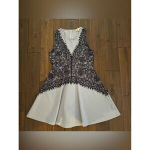 Francesca’s Light Blue & Black Lace Fit & Flare Feminine Flirty Dress M